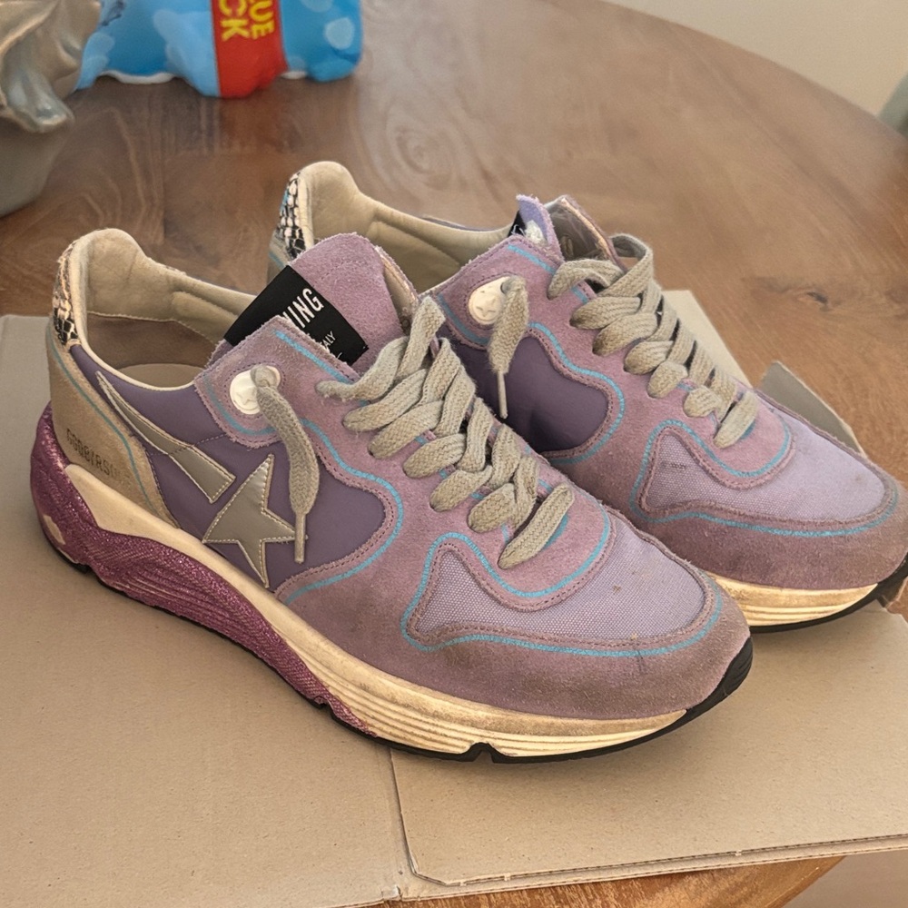 Golden Goose Running Sole lavender suede violet glitter